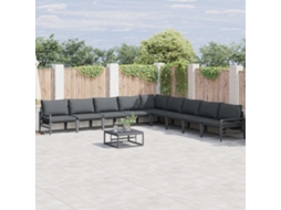 Vidaxl Conjunto De Sofá De Jardim 9 Unid. Preto Aço