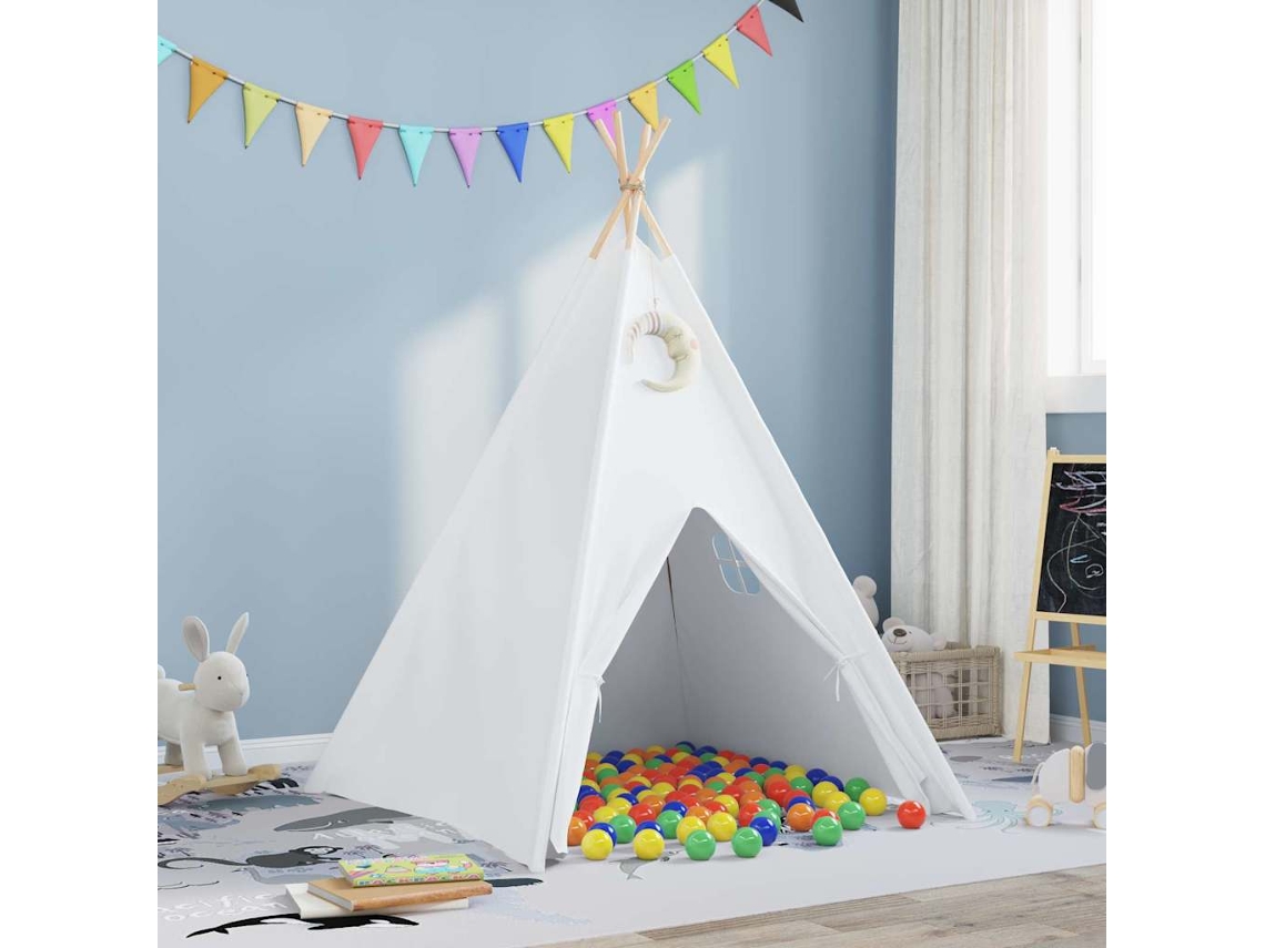 Vidaxl Tenda Teepee Branco 120 X 120 X 150 Cm Tecido E Plástico