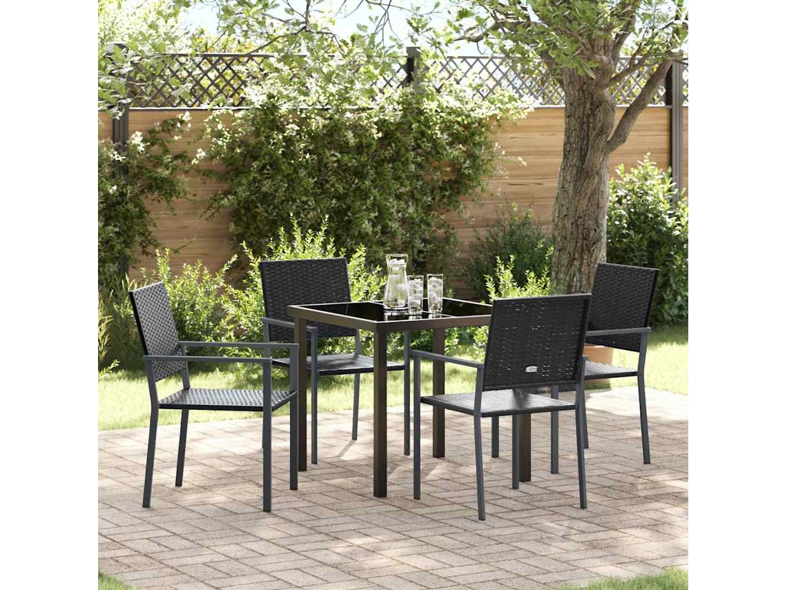 Vidaxl Conjunto De Jantar Para Jardim 5 Unid. Preto Rattan De Pe
