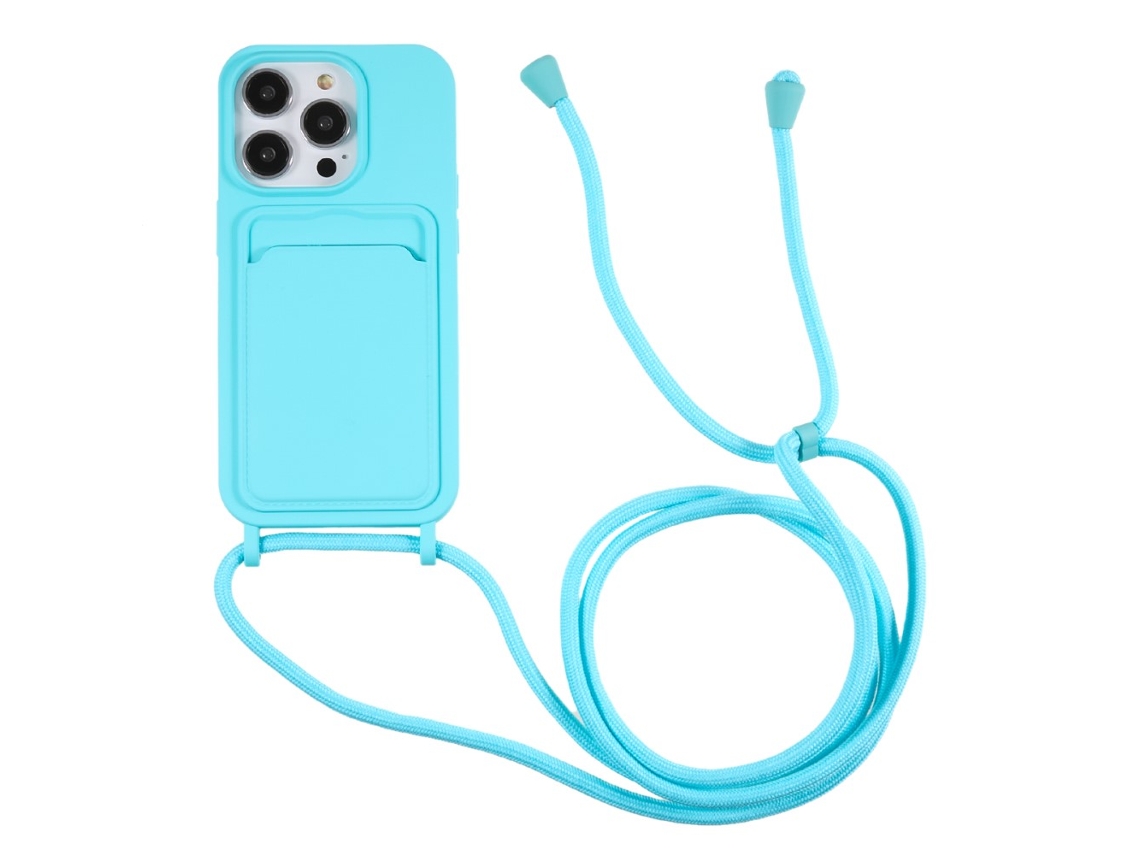 Suporte Casa Quedas Cartões Para Iphone 14 Pro Max Silicone Anti-choque Azul