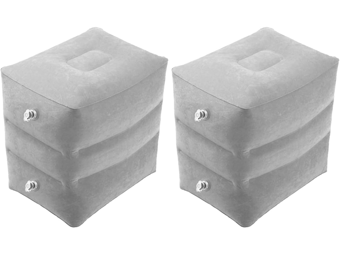 Conjunto de 2 Stobaza Apoios Pés Infláveis Ergonômicos em Material Laminado Aveludado, Leves e Ultraportáteis,