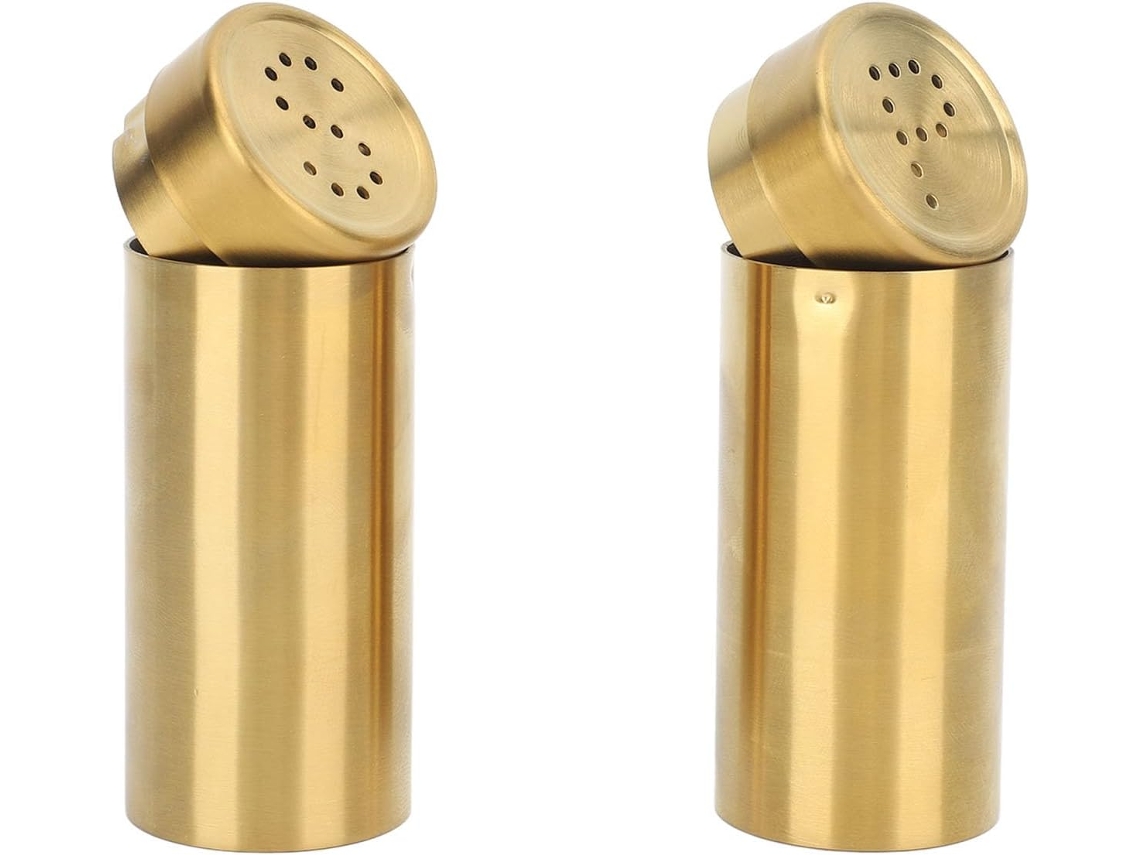 Conjunto De 2 Frascos Para Sal E Temperos Em Aço Inoxidável 304 Dourado, Com Grande Capacidade, Leves E Portáteis