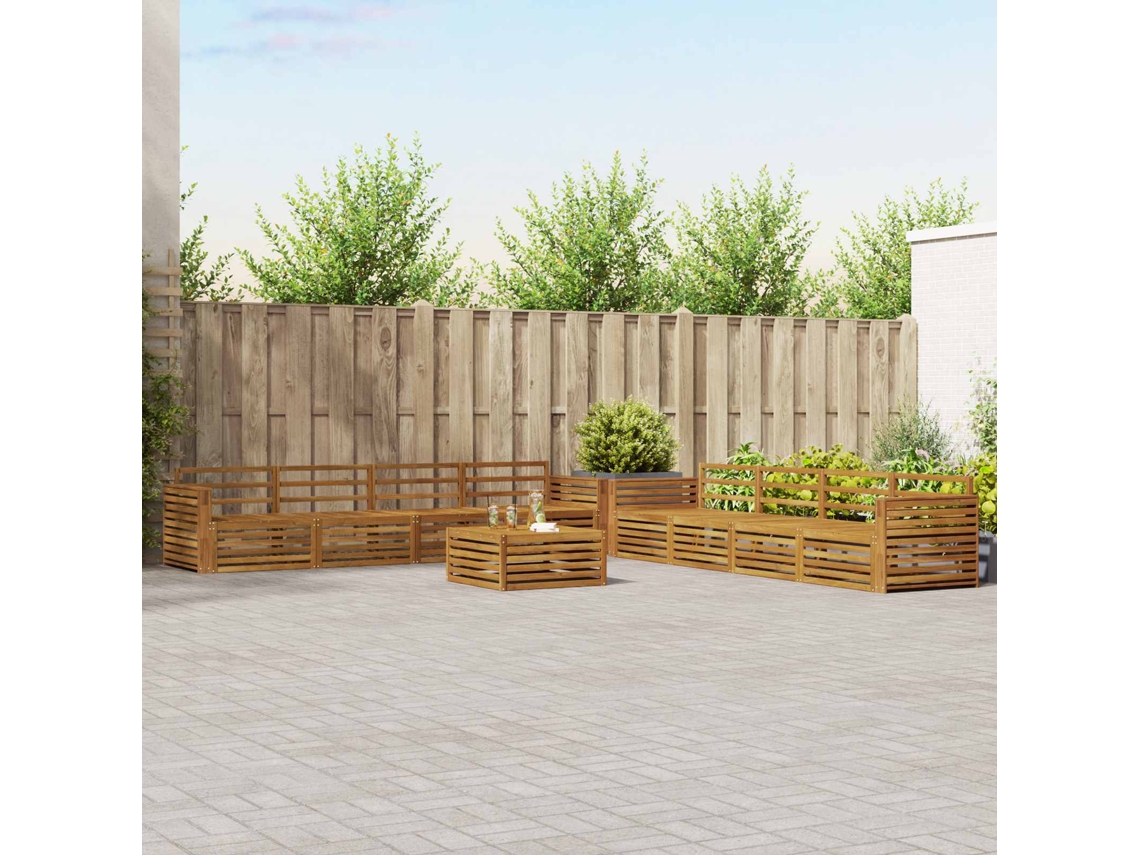 Vidaxl Conjunto De Sofás Para Exterior 9 Unid. Natural