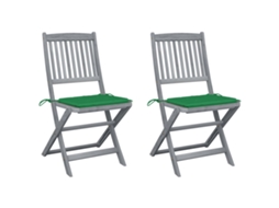 Vidaxl Cadeiras Exterior Dobráveis C/ Almofadões 2 Pcs Acácia Maciça