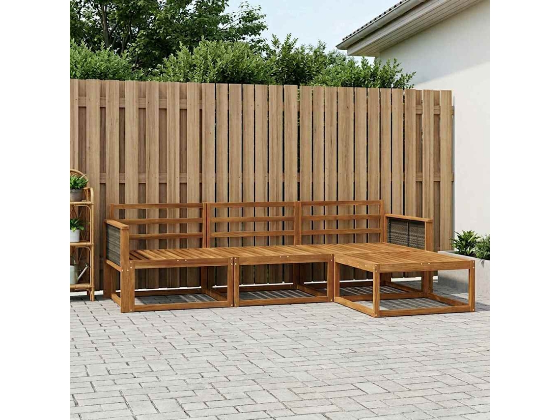 Vidaxl Conjunto De Sofás Para Exterior 4 Pcs Natural
