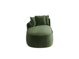 Sofá Com Chaise Longue Esquerda Em Chenille Com Almofadas, Moderno, Verde