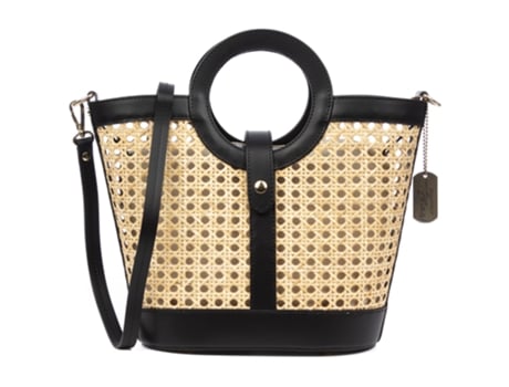 Mala De Ombro De Mulher Firenze Artegiani Barbarano Genuíno Combinado Preto (25.5)