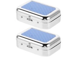 Conjunto De 2 Cinzeiros De Bolso Gatuida Em Malha Metálica Azul, Compactos E Portáteis, Com Tampa À Prova De