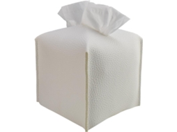 Porta-lenços De Couro - Moderno De Pu - Recarregável - Reforçado - Para Sala, Banheiro, Escritório (branco Puro)