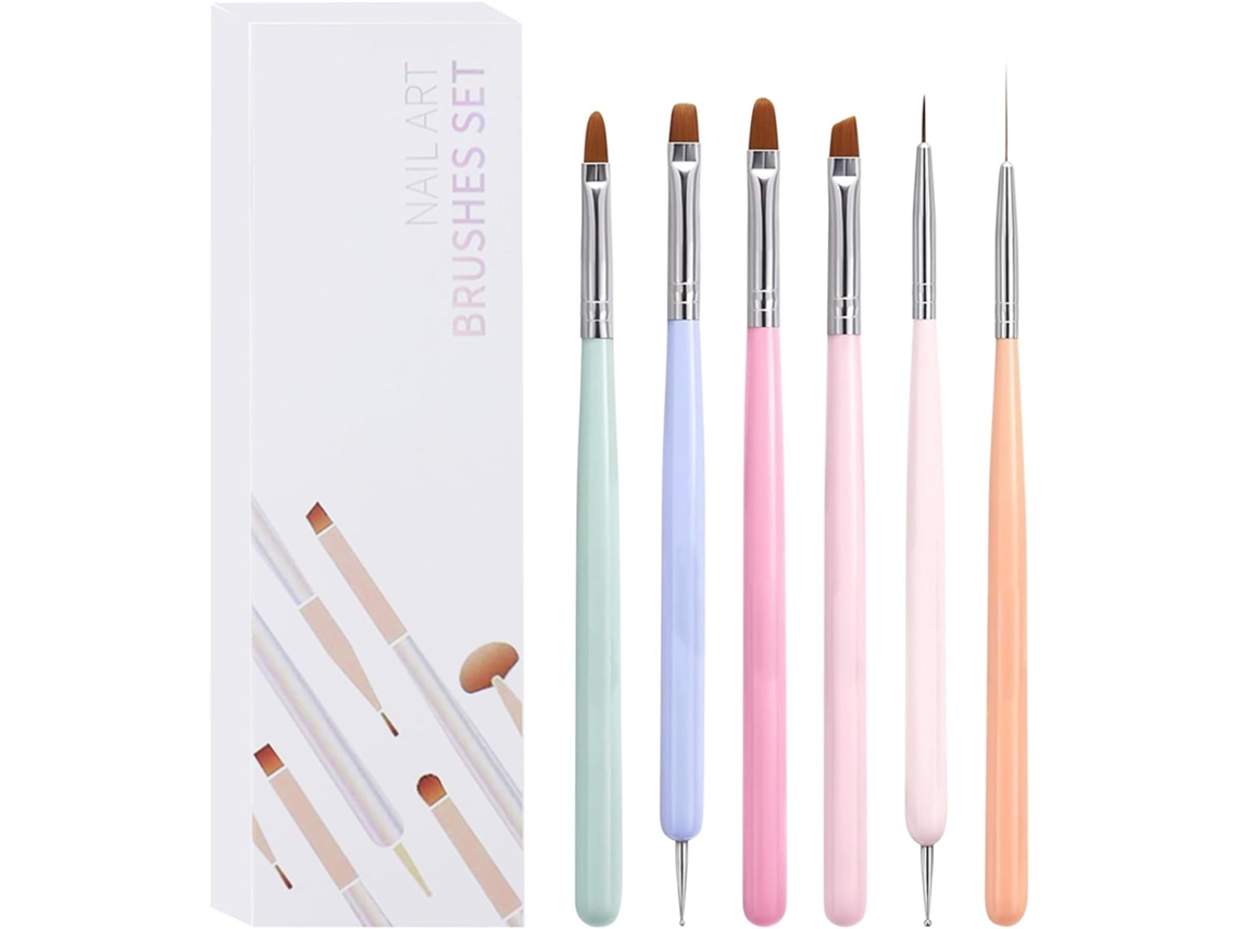 Canetas Para Unhas Artísticas, Conjunto De 6 Pincéis Para Esculpir Em Gel, Controle Preciso Da Ponta, Ponta Dupla