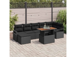 Vidaxl Conjunto De Sofá De Jardim 8 Unid. Preto Rattan Sintético