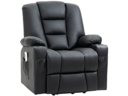 Poltrona Reclinável com Assistência em Pé, Usb, Função Massagem, Imitação de Couro, Até 150 Kg, 90x98x102 Cm, Preto
