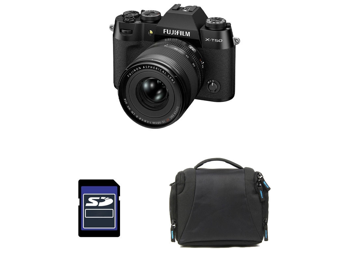 X t50 Preta + Lente 16 50mm + Bolsa + Cartão Sd de 8gb FUJIFILM