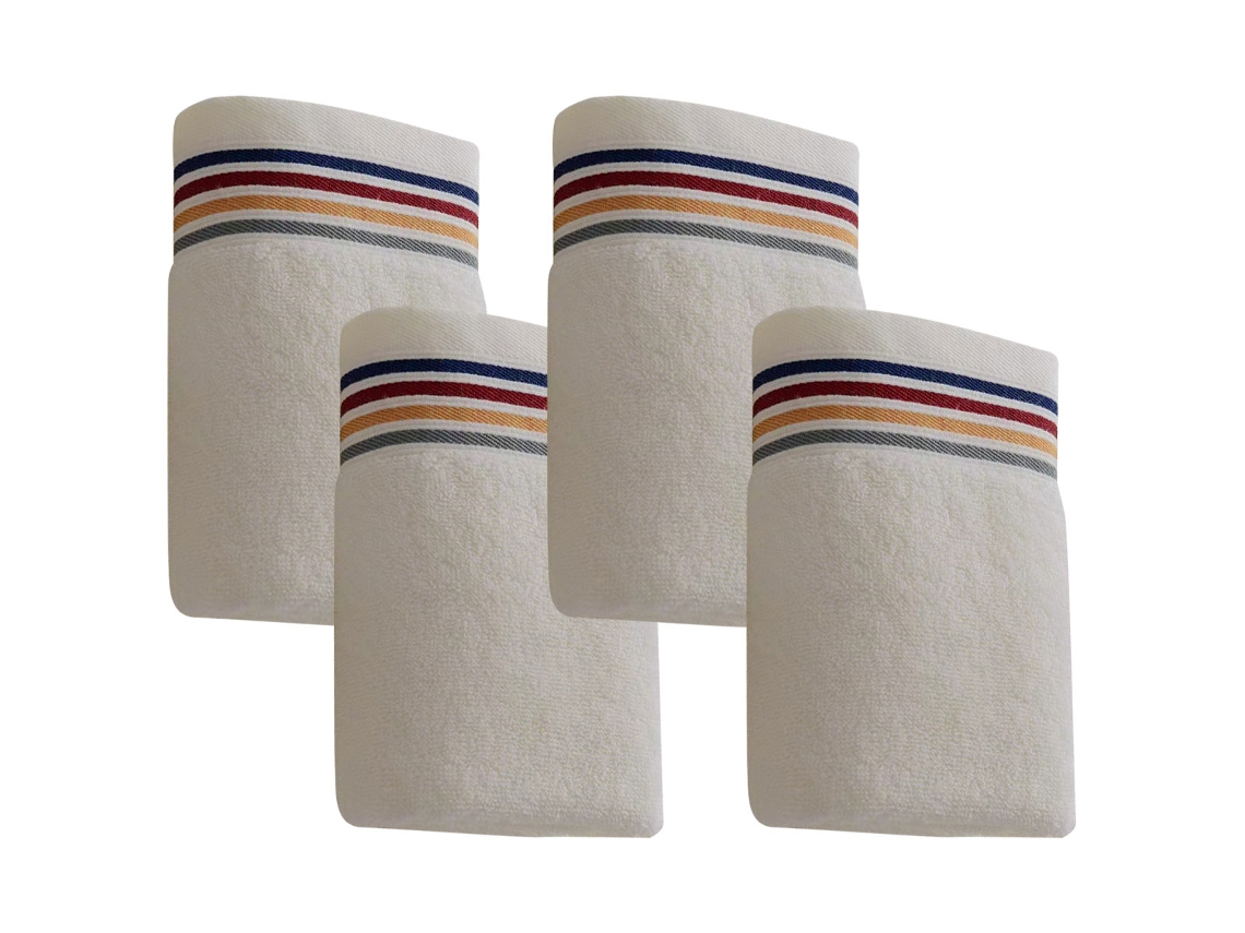 Conjunto de Toalhas de Mãos NEVEANCE Tiras Qualidade Absorvente Algodão Amarelo - 4pcs (35x75cm)