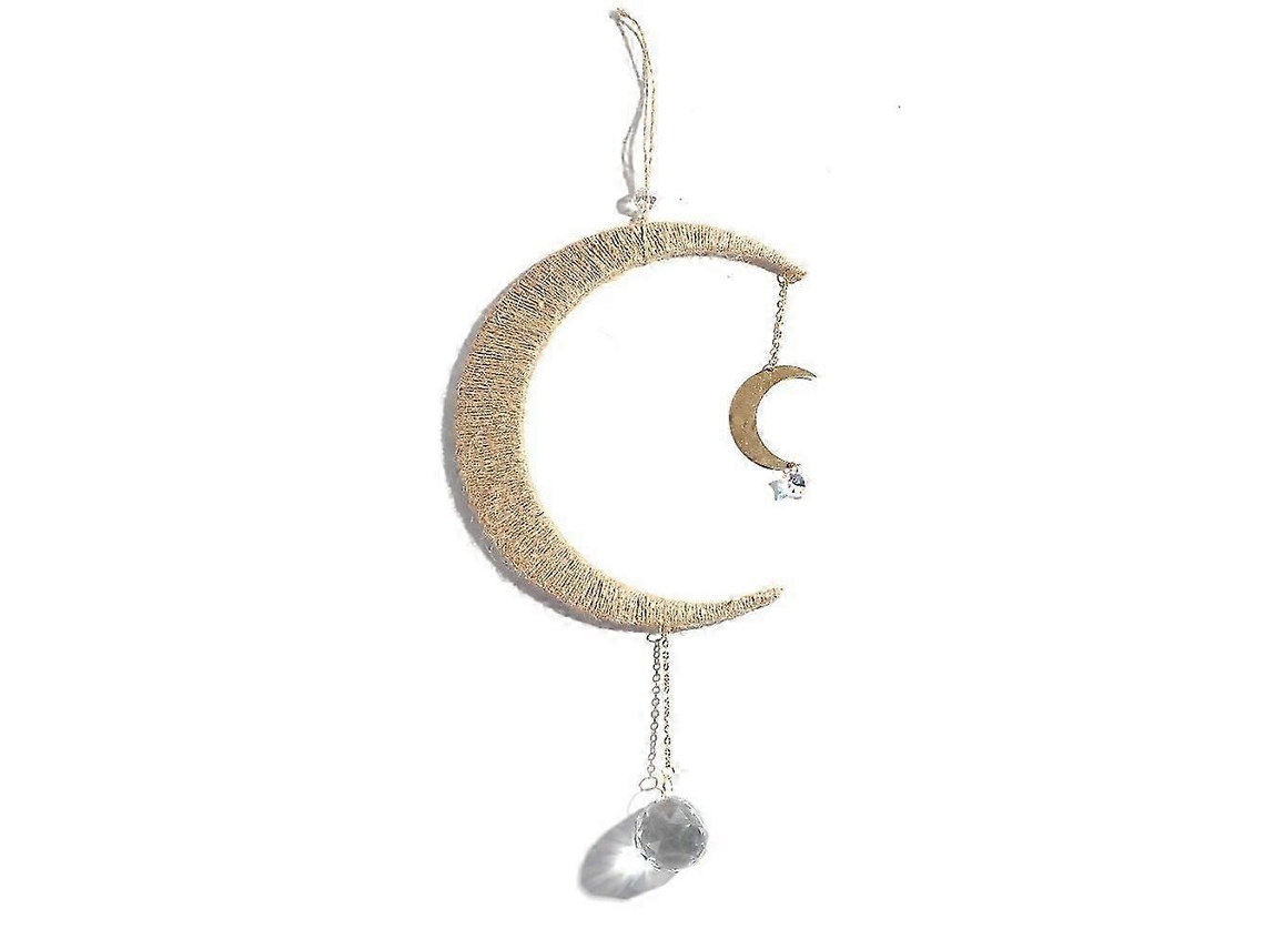Cristal Sonho Catcher Lua Sun Catcher Decoração Suspensa Arco-íris Sun Catcher Prisma Cristal Moon Ornamento Para Janela Pátio Jardim