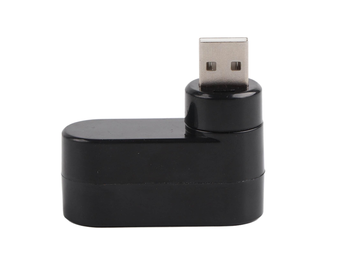 Hub Usb 2.0 Mini Giratório Adaptador Para Pc, Notebook E Laptop Preto Luz Dourada