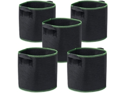 Conjunto 5 Sacos De Cultivo Para Plantas - Vasos De Cultivo Reutilizáveis - Para Jardim, Frutas E Flores - 5 Galões - Feltro - Preto