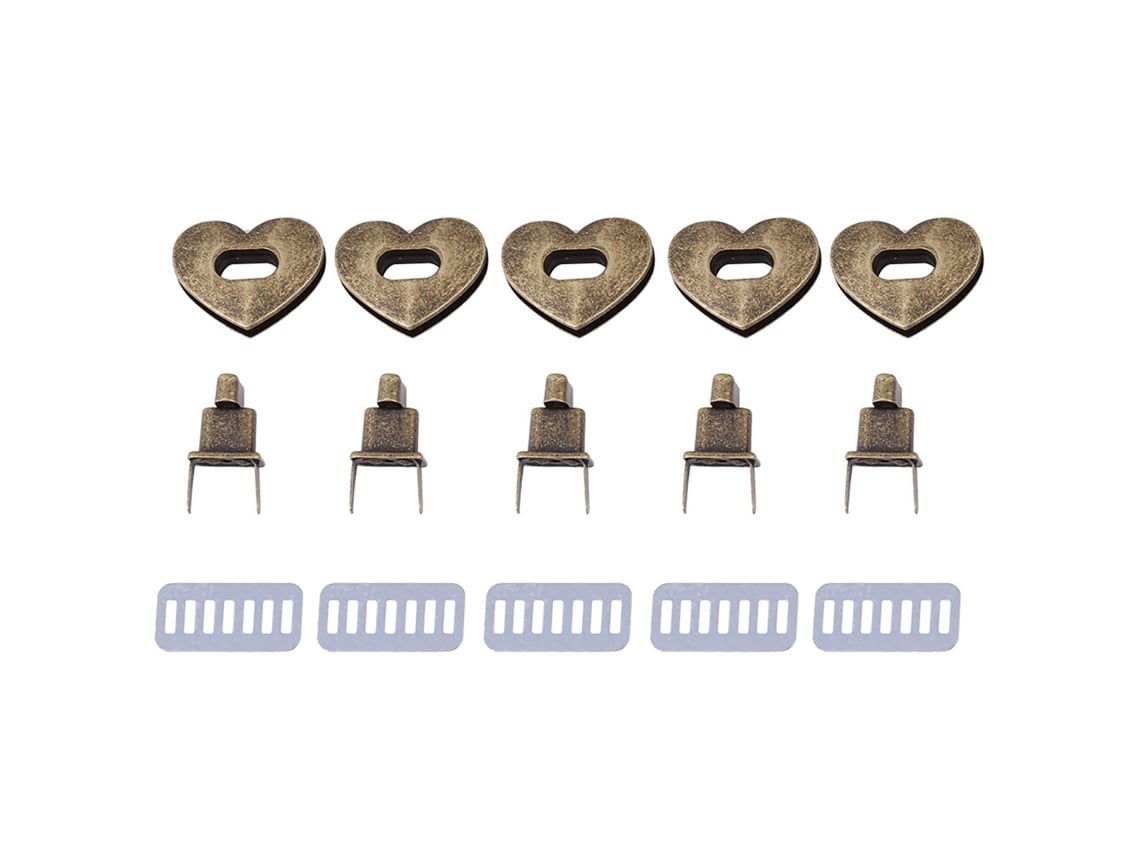 Fechos Coração Bronze Metal para Bolsas
