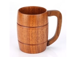 Caneca Clássica de Madeira Maciça Natural para Água, Chá Ou Cerveja AQUAFORGE