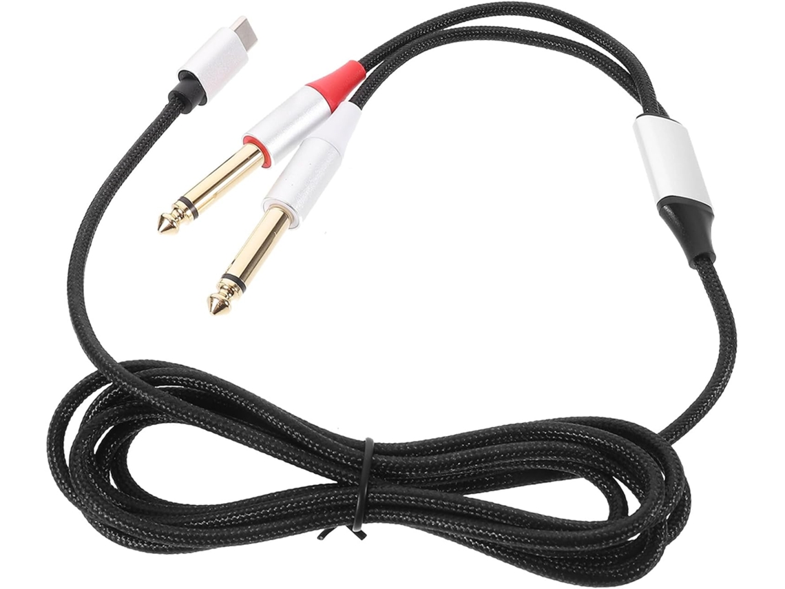 Cabo De Áudio Usb-c Para Dois Conectores 6,35 Mm Laptops E Mesas