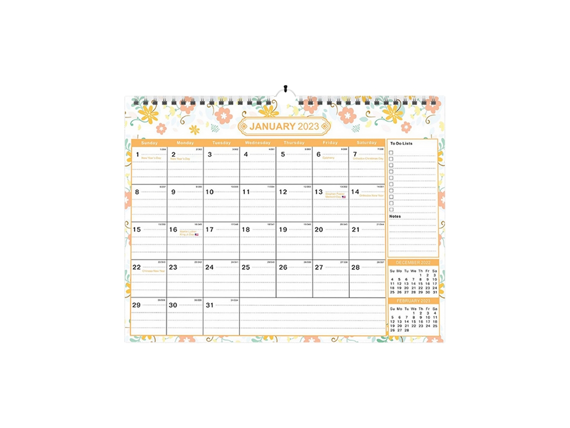 Calendário Simples de Parede e Mesa em Inglês