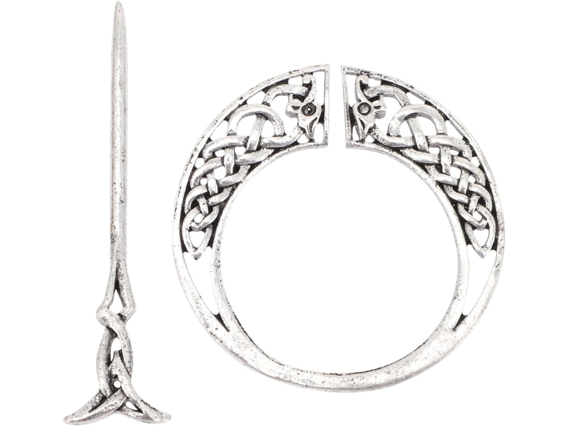 Presilha De Cabelo Retrô Estilo Viking - Elegante E Resistente Em Liga De Prata.