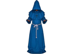 2026 traje de Monge Medieval com Capuz para Adultos: Fantasia de Frade para Halloween e Cosplay L Azul