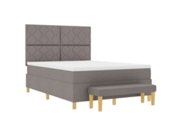 Cama Bospring Com Colchão & Banco Taupe Tecido Vidaxl Castanho-acinzentado Fabric (140x190 Cm)