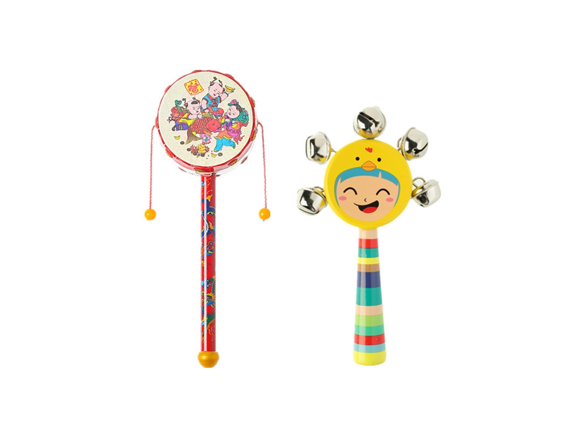 Conjunto de Chocalho de Madeira para Bebê2 Peças 6 12 Meses, Desenvolve a Pegada CZHHMART