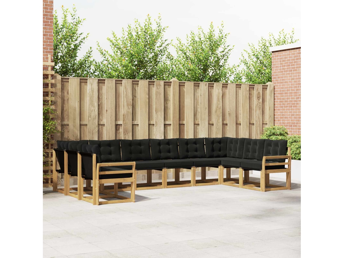 Vidaxl Conjunto De Sofás Para Exterior 10 Pcs Branco E Preto
