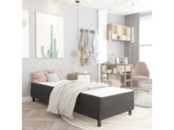 Cama De Solteiro | Camas Para Quarto | Cama Boxspring 100x200 Cm Tecido Cinzento-escuro