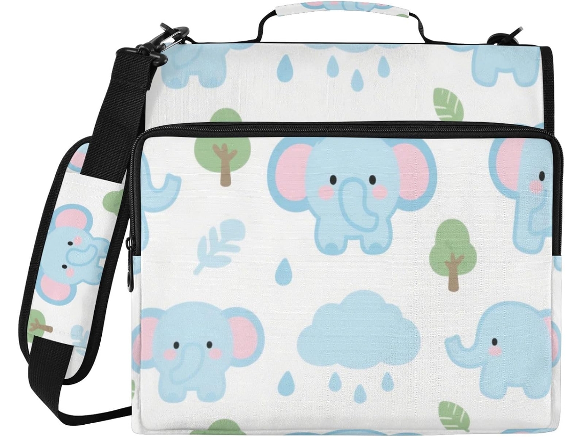 Organizador de documentos Fofo com design de elefante azul 3,8 cm 1,5 Polegadas, Data de 3 argolas com altura, À Prova D