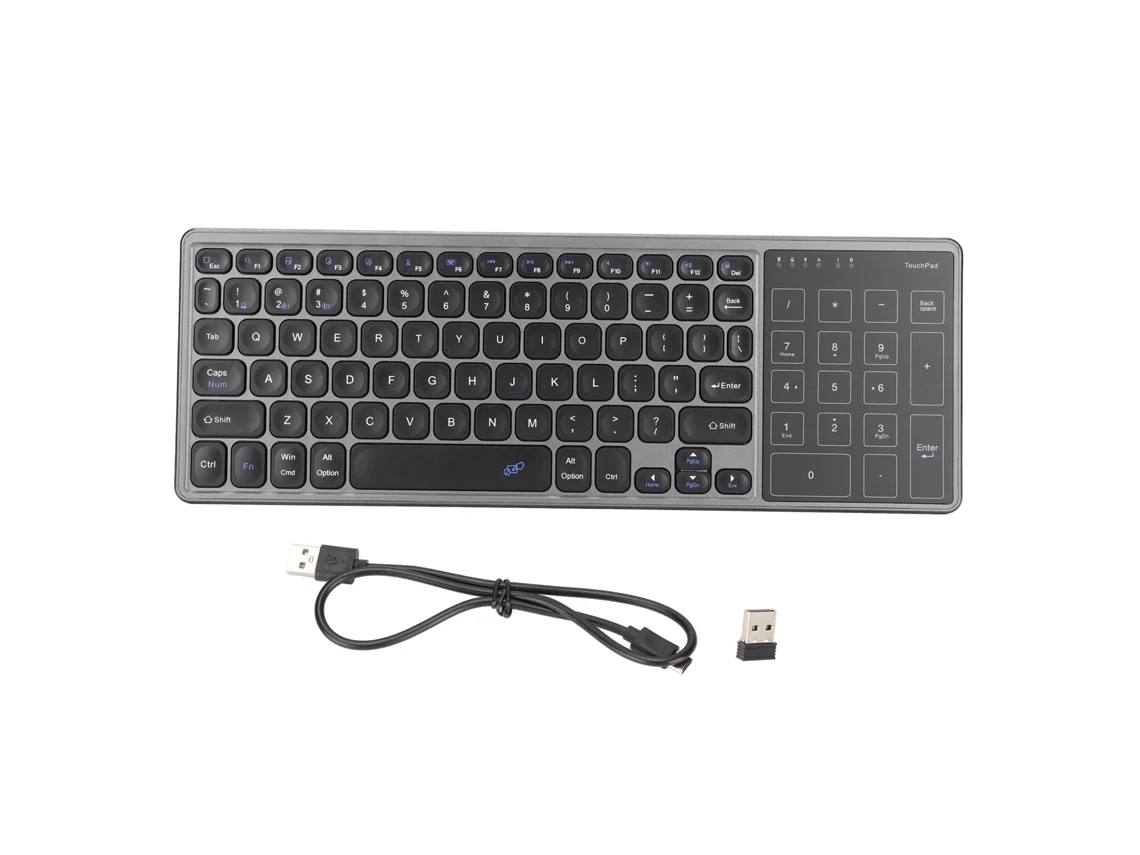 Teclado Sem Fio Com Touchpad Cinza