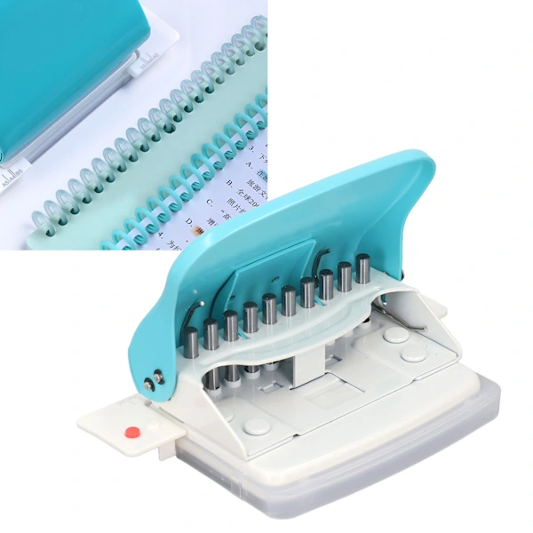 Encadernadora De Papel Portátil Com Espiral, Tamanhos A4, A5, A6 E A7, Com Furador De Furos Redondos, Ideal Para Uso Escolar E Doméstico, Azul Claro
