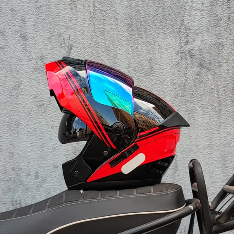 (m) Capacete Flip Para Motocicleta Com Certificação Dot Mais Recente E Viseira Integrada.