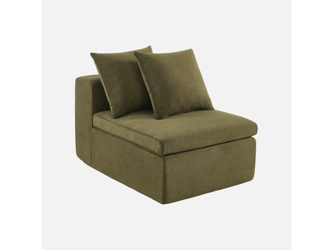 Poltrona Modular Embalada A Vácuo Em Tecido Chenille, Verde