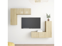 Vidaxl 4pcs Conjunto De Móveis De Tv Derivados Madeira Carvalho Sonoma