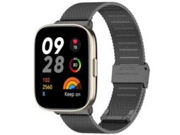 Bracelete Para Redmi Watch 3 - Malha De Aço - Fivela Metálica Preta