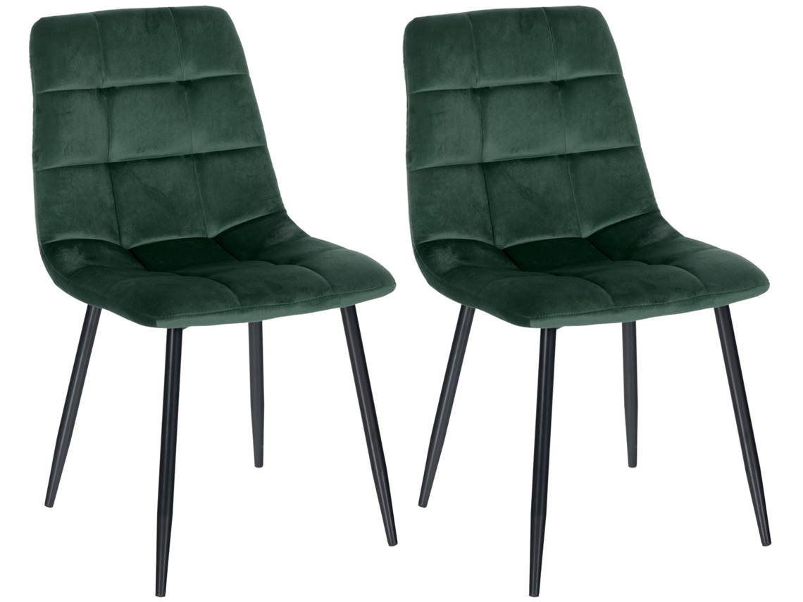 Conjunto de 2 Cadeiras de Jantar Tilde Verde/Veludo CLP