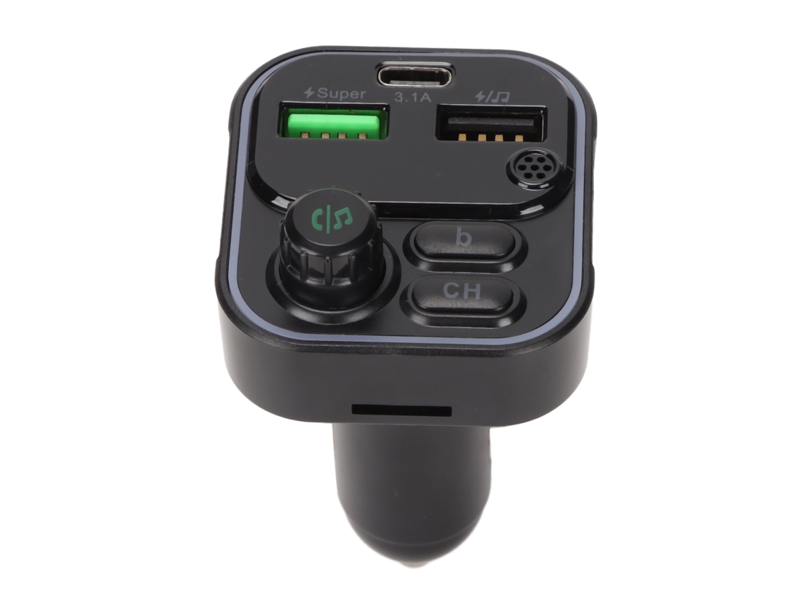 Aetheria transmissor Fm Bluetooth Adaptador de Rádio Carregador Dual Mp3 Player Qc3.0 Pd para Carro C16 Preto
