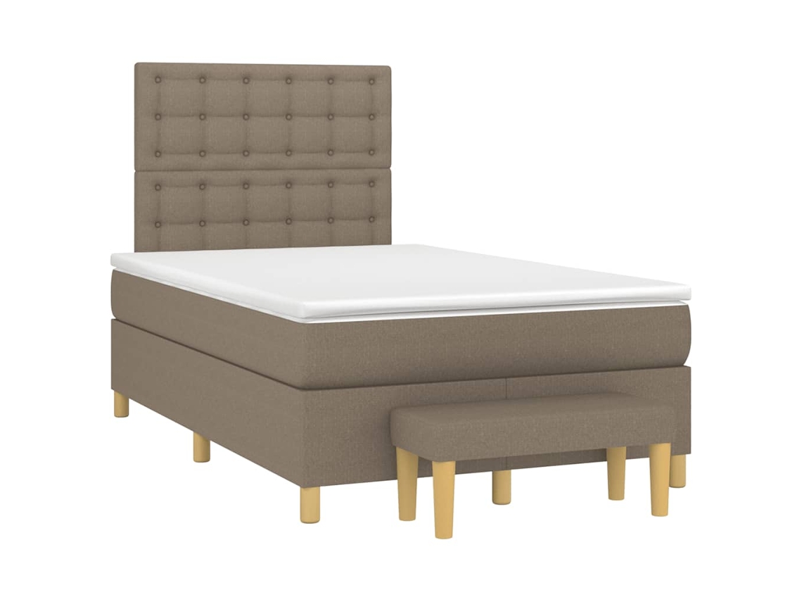 Vidaxl Cama Boxspring C/ Colchão 120x190cm Tecido Castanho-acinzentado