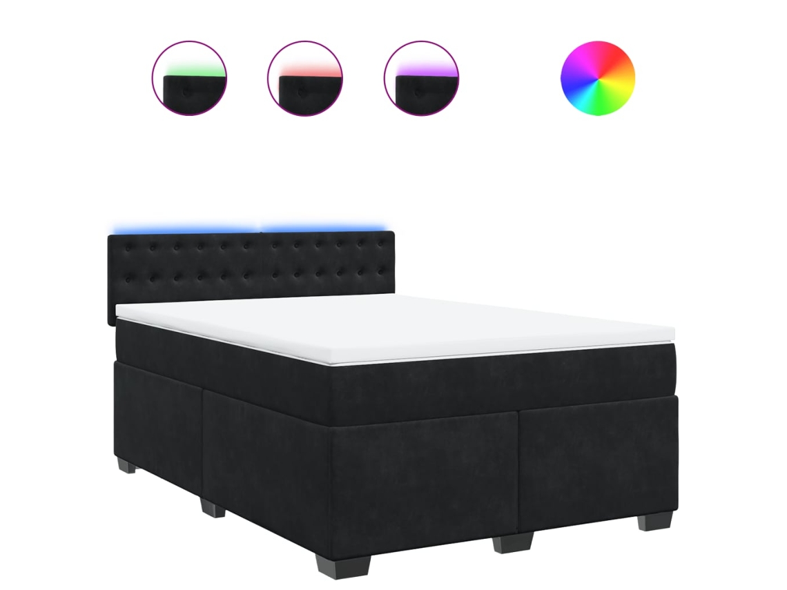 Box Spring Bed, Box Spring Beds Vidaxl Preto Veludo (140 X 200 Cm)