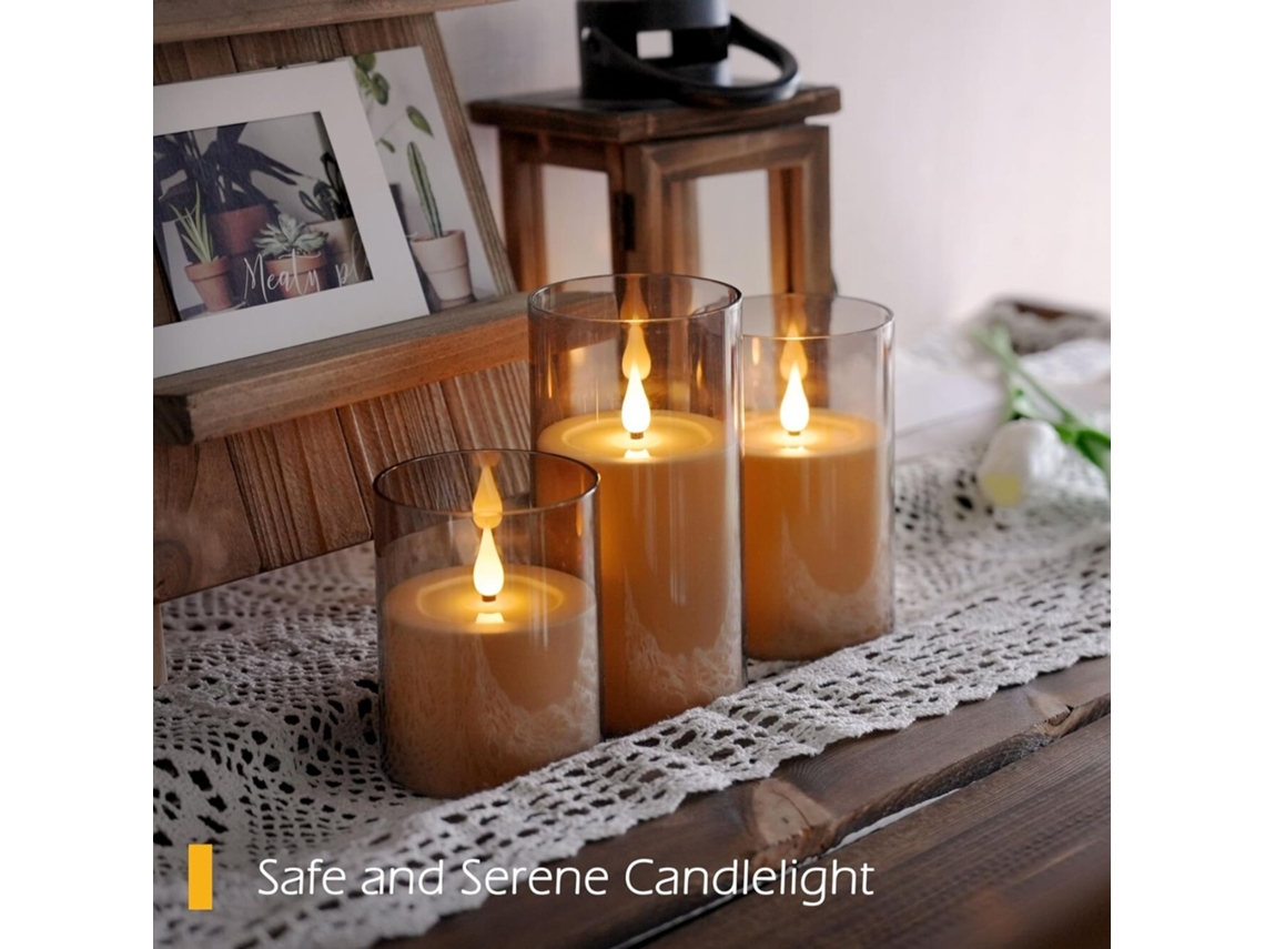 Conjunto De 3 Velas Sem Chama Com Controle Remoto, Velas Falsas De Led Operadas Por Bateria SUNNY SPACES