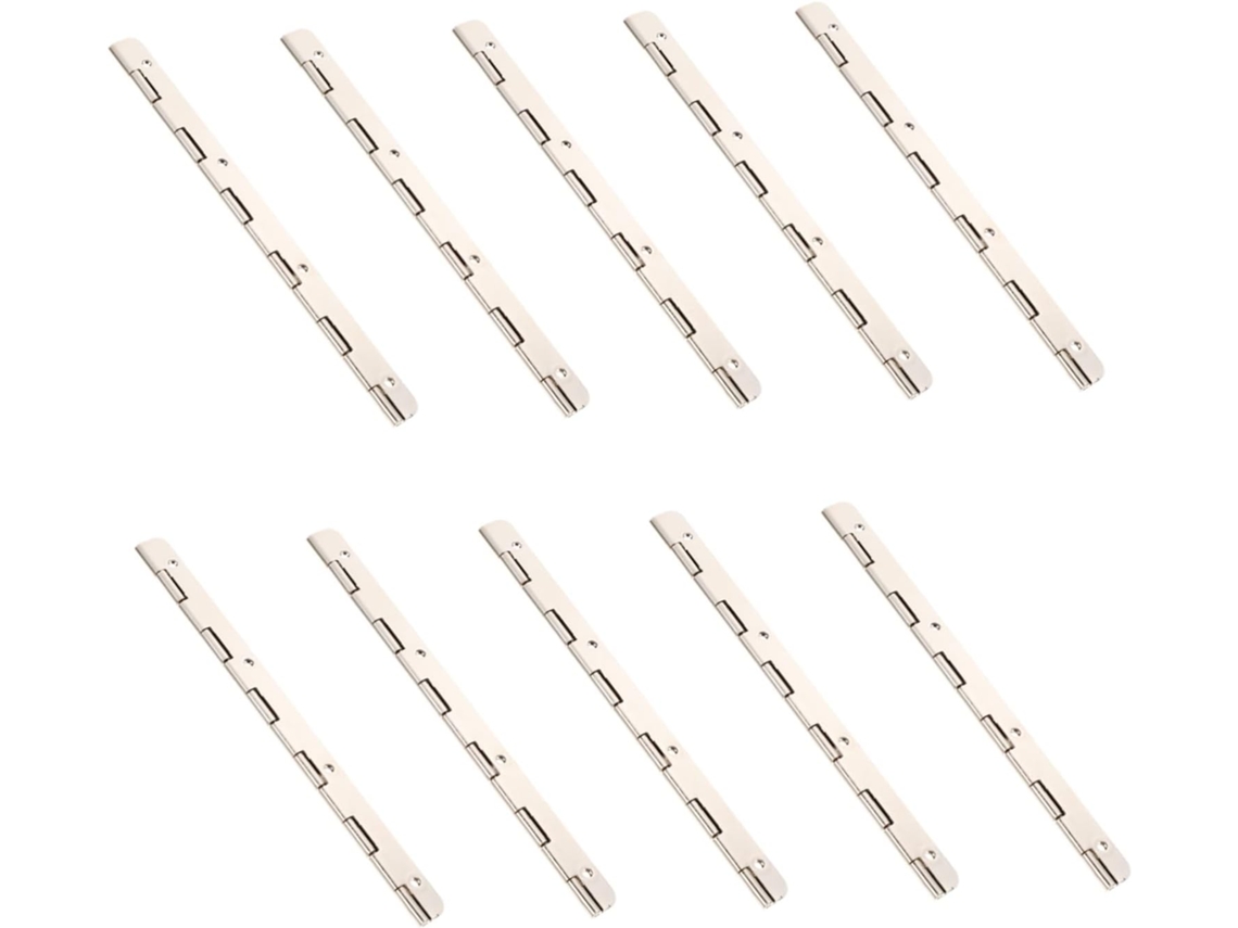 Conjunto De 10 Dobradiças Longas Niqueladas Para Armários, 150x17mm,