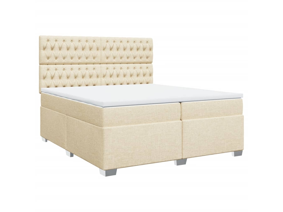 Cama com Molas/colchão 200x200 Cm Tecido Cor Creme MAISON EXCLUSIVE