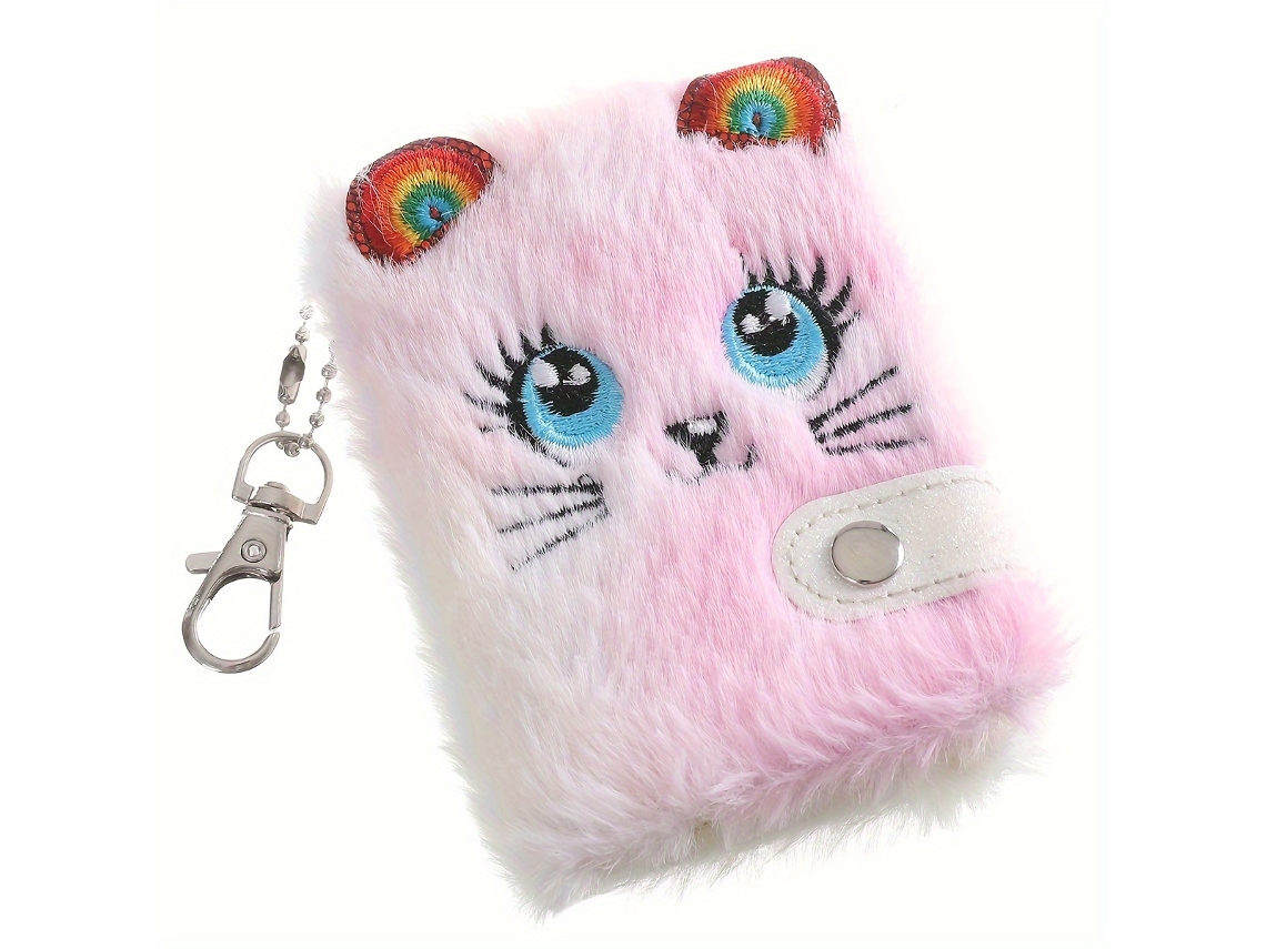 Caderno De Pelúcia Fofo Com Desenho Animado, Infantil De Gato, Pingente Para Mochila