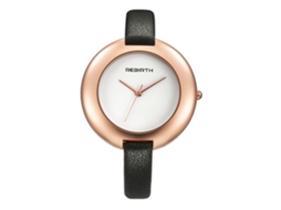 Relógio Feminino Casual de Quartzo com Mostrador Grande e Pulseira Pu Preto