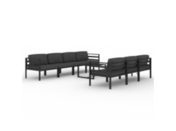 Conjunto 8 lounge jardim com almofadões VIDAXL alumínio antracite