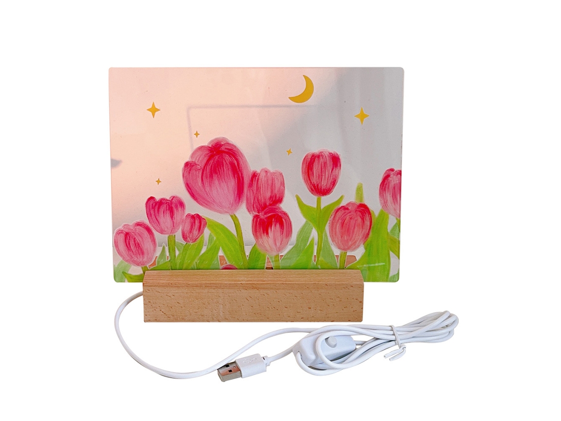 Quadro de Avisos Luminoso de Acrílico com Led Reutilizável para Casa Escola Escritório Dry Erase Tulip