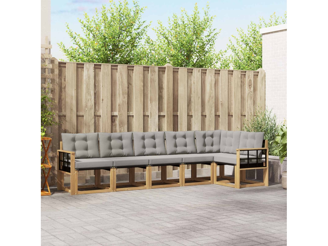Vidaxl Conjunto De Sofás Para Exterior 6 Pcs Branco E Cinzento-claro